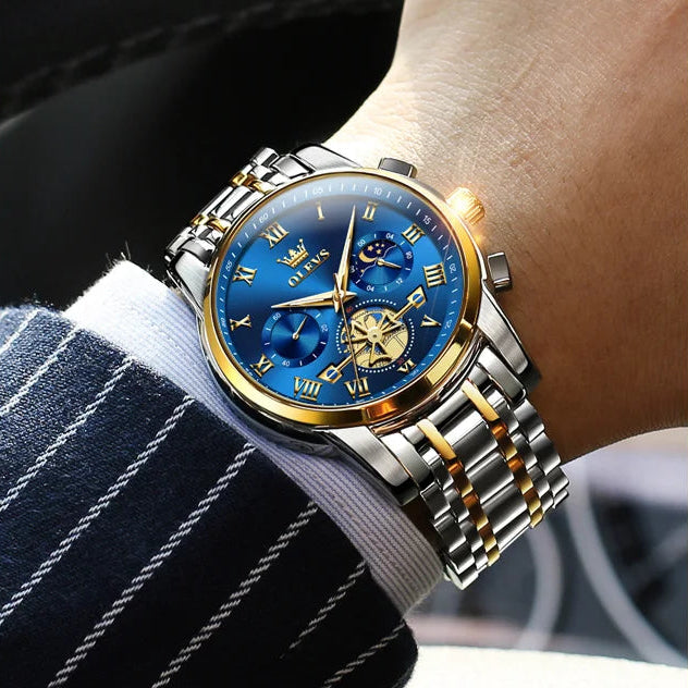 Men’s Luxury Quartz Watch – Classic Roman Dial, Waterproof, Luminous Wristwatch