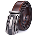Men’s Leather Ratchet Belt – Dress Belt with Slide Click Automatic Buckle, Plus Size Luxury