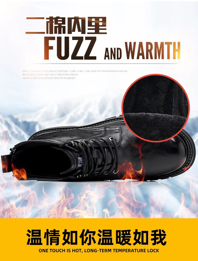 Men’s Mid-Top Leather Boots – Soft, Comfortable, Wear-Resistant, Casual and Work Shoes, Durable Sole