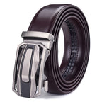 Men’s Leather Ratchet Belt – Dress Belt with Slide Click Automatic Buckle, Plus Size Luxury