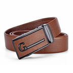 High-Quality Men’s Leather Belt with Metal Automatic Buckle – Work & Business Waistband, Black Cowskin PU Strap