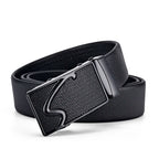 High-Quality Men’s Leather Belt with Metal Automatic Buckle – Work & Business Waistband, Black Cowskin PU Strap