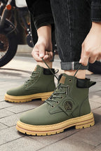 Men’s Leather High-Top Boots – Fashion Motorcycle Ankle Boots, Winter & Spring Casual Lace-Up Footwear