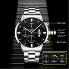 Men’s Luxury Quartz Watch with Calendar, Stainless Steel Bracelet – Fashion Business Wristwatch
