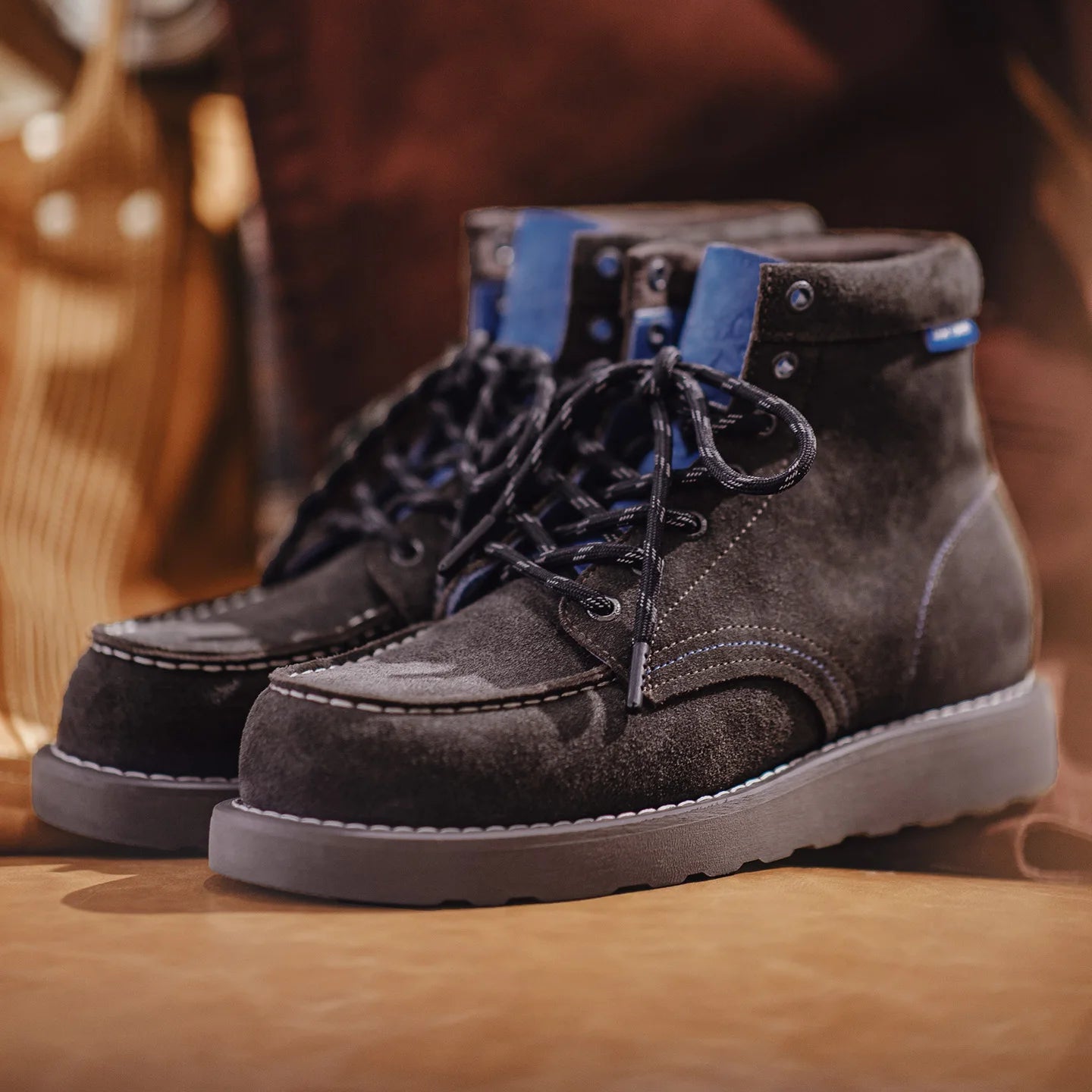 Men’s Retro Low-Top Work Boots – Cow Suede Leather Lace-Up Boots, Chunky Sole, Comfortable Autumn Winter Boots