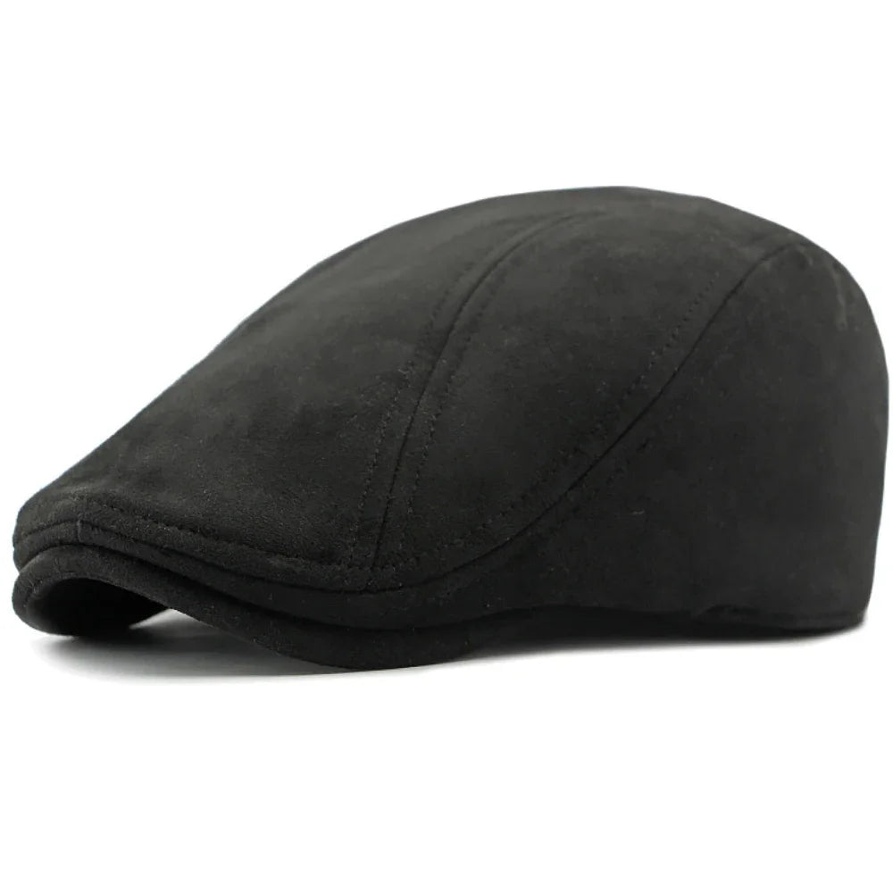 Men’s Beret Cap – Spring & Autumn Solid Suede Vintage Artist Painter Beret Hat