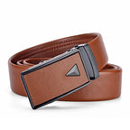 High-Quality Men’s Leather Belt with Metal Automatic Buckle – Work & Business Waistband, Black Cowskin PU Strap