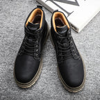 Men's Short Boots in Luxury Leather – Plush Lining, Classic, Motorcycle, Outdoor, Spring/Autumn
