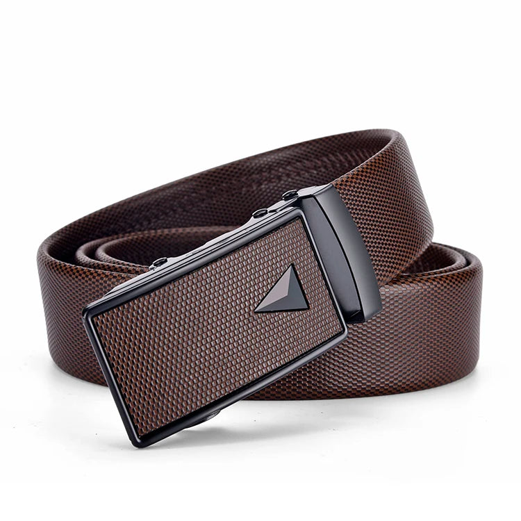 High-Quality Men’s Leather Belt with Metal Automatic Buckle – Work & Business Waistband, Black Cowskin PU Strap
