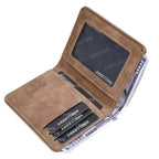 Men’s Slim Leather Wallet – Sanded Finish, Multi Card Holder, Minimalist Compact Short Wallet