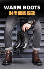 Men’s Mid-Top Leather Boots – Soft, Comfortable, Wear-Resistant, Casual and Work Shoes, Durable Sole