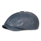 Men’s Retro Octagonal PU Leather Beret – Elegant British Style Autumn Fashion Hat