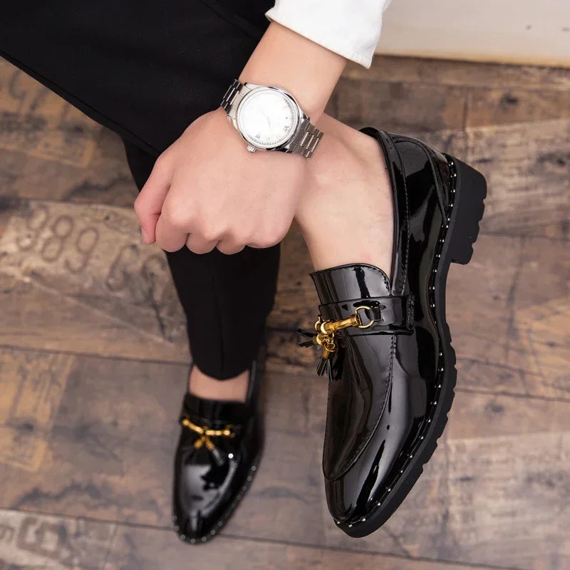 Men’s Leather Tassel Loafers, Elegant Casual Slip-On Shoes Comfortable for Everyday and Social Wear