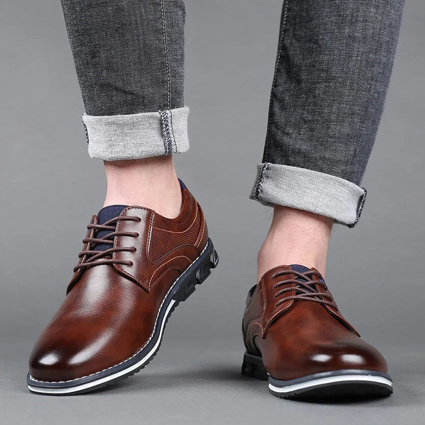 Retro Men’s Leather Dress Shoes – Business and Casual Formal Shoes for Men, Black & Brown, Breathable and Comfortable