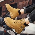 Men’s Leather High-Top Boots – Fashion Motorcycle Ankle Boots, Winter & Spring Casual Lace-Up Footwear
