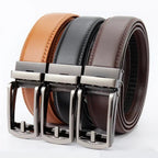 Men’s Leather Belt – Classic Business Cowhide Belt with Alloy Automatic Buckle, Two-Layer Durable Design, Versatile Fashion Accessory