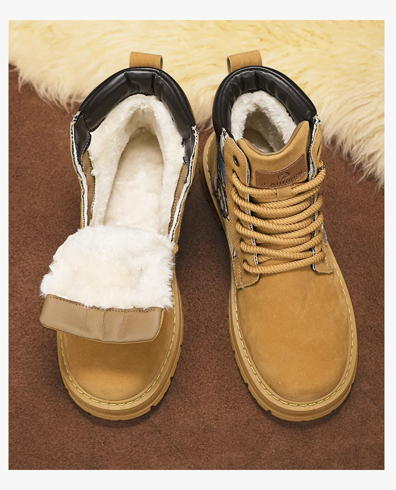 Men’s Low-Top Leather Boots – Motorcycle Style, Comfortable Casual and Outdoor Lace-Up Boots