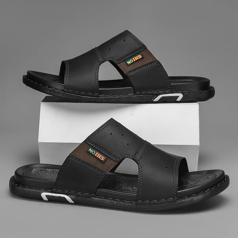Classic Leather Sandals with Soft Sole – Lightweight Casual Outdoor Style