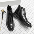 Men’s Low-Top Patent Leather Brogue Boots – Casual, Elegant, Winter, Versatile Flats
