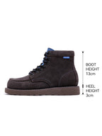 Men’s Retro Low-Top Work Boots – Cow Suede Leather Lace-Up Boots, Chunky Sole, Comfortable Autumn Winter Boots
