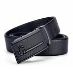 High-Quality Men’s Leather Belt with Metal Automatic Buckle – Work & Business Waistband, Black Cowskin PU Strap