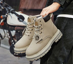 Men’s Leather High-Top Boots – Fashion Motorcycle Ankle Boots, Winter & Spring Casual Lace-Up Footwear