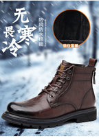 Men’s Mid-Top Leather Boots – Soft, Comfortable, Wear-Resistant, Casual and Work Shoes, Durable Sole