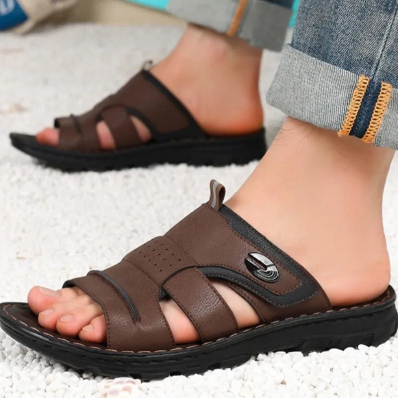 High-Quality Cowhide Leather Sandals – Non-Slip Casual Summer Style