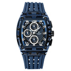 Men’s Sport Watch – High-Quality Quartz Chronograph with Silica Strap, 50M Waterproof, Date Display