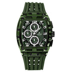 Men’s Sport Watch – High-Quality Quartz Chronograph with Silica Strap, 50M Waterproof, Date Display