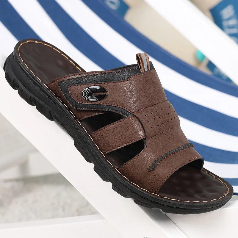 High-Quality Cowhide Leather Sandals – Non-Slip Casual Summer Style