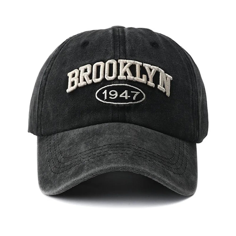 Brooklyn Embroidered Snapback Cap – Vintage Washed Baseball Hat
