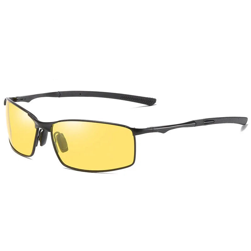 Men’s Photochromic Polarized Sunglasses – Metal Square Frame UV400 Driving & Outdoor Sports Glasses