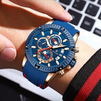 Men’s Sports Quartz Watch – Waterproof, Luminous, Chronograph, Date, Silicone Strap