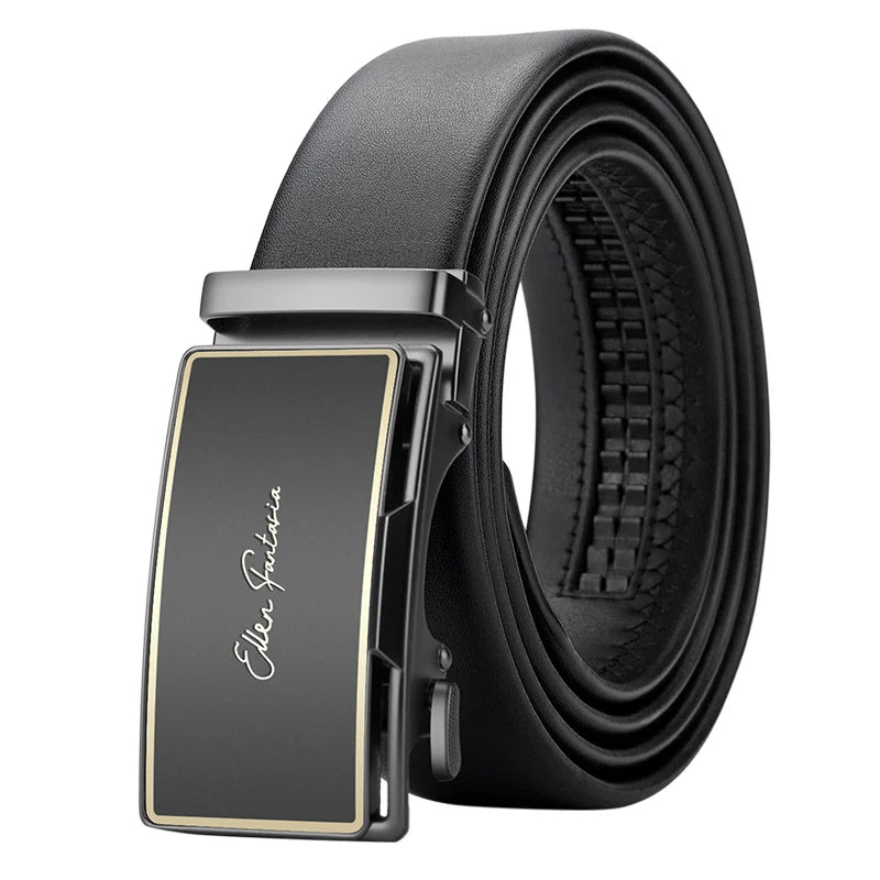 Men’s Genuine Leather Belt – Automatic Waistband for Business, Casual, and Everyday Wear