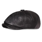 Men’s Retro Octagonal PU Leather Beret – Elegant British Style Autumn Fashion Hat