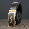 Men’s Leather Belt – Crocodile Pattern with Automatic Buckle, Casual and Business Waist Belt, Durable Stylish Accessory
