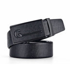 High-Quality Men’s Leather Belt with Metal Automatic Buckle – Work & Business Waistband, Black Cowskin PU Strap