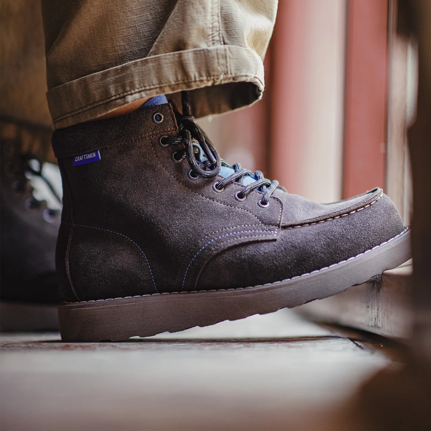 Men’s Retro Low-Top Work Boots – Cow Suede Leather Lace-Up Boots, Chunky Sole, Comfortable Autumn Winter Boots