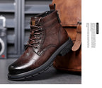 Men’s Mid-Top Leather Boots – Soft, Comfortable, Wear-Resistant, Casual and Work Shoes, Durable Sole