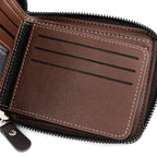 Men’s Short Zipper Wallet – Korean Style Card Holder with Coin Pocket, RFID Protection  Título em Português