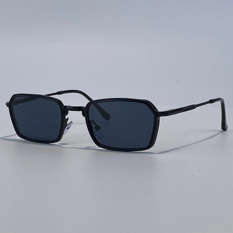Men’s Vintage Steampunk Polygon Sunglasses – Retro Luxury Small Rectangle UV400 Driving Shades