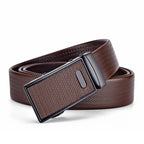 High-Quality Men’s Leather Belt with Metal Automatic Buckle – Work & Business Waistband, Black Cowskin PU Strap