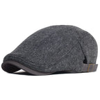 Men’s Winter Beret – Thick Wool Vintage Herringbone Gatsby Style, Adjustable Fit
