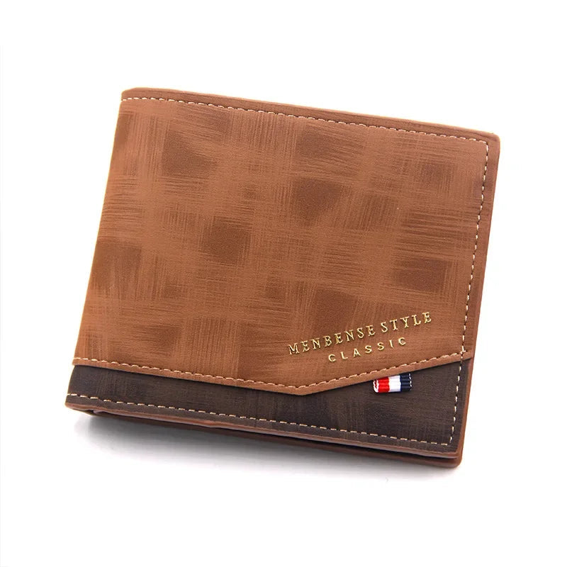 Vintage Men’s Leather Wallet – Short Design, Multi-Slot Card Holder, Coin Pocket, Large Capacity