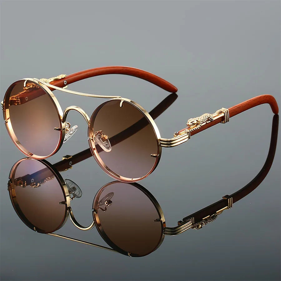 Men’s Retro Steampunk Round Glasses – Fashion PC Lenses in Multiple Colors for Parties, Travel and Photos