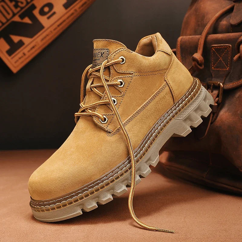 Men’s Low-Top Winter Boots – Comfortable Outdoor Boots with Classic Design, Casual High-Top Style, Yellow Color