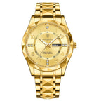 Men's Luxury Quartz Watch with Date & Day Display, Waterproof Stainless Steel Luminous Sports Wristwatch