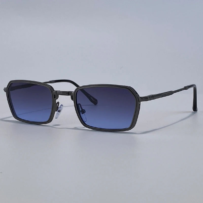 Men’s Vintage Steampunk Polygon Sunglasses – Retro Luxury Small Rectangle UV400 Driving Shades