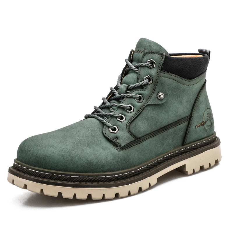 Men's Short Boots in Luxury Leather – Plush Lining, Classic, Motorcycle, Outdoor, Spring/Autumn